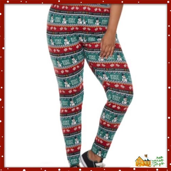𝅺nwt Plus Size SO Hatchi Holiday Leggings Stay Cool / Get Warm - Picture 1 of 8